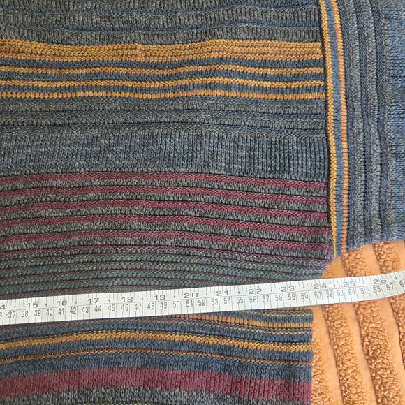 Gianfranco Ruffini Mens Vintage 90s Grandpa Textured Open Knit Stripe Sweater L - Picture 9 of 10